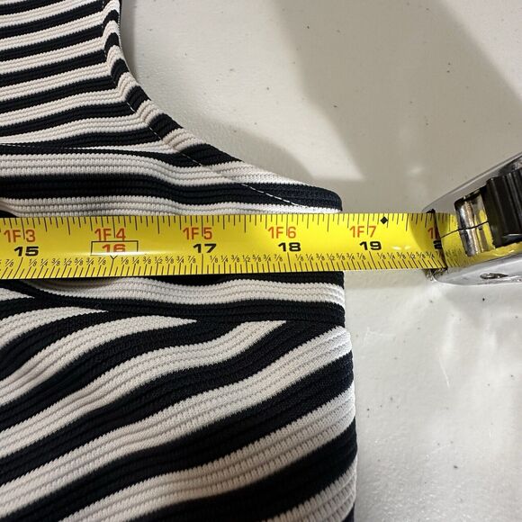 LANE BRYANT Dress Size 14 Blue/White Stripe Sleeveless Double V-Neck Back Zip - Picture 8 of 12